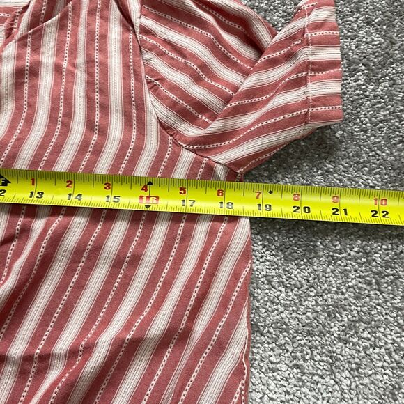 BCBGeneration Blouse Shirt womens Small Red White Striped Rayon Boho Casual Top - Picture 9 of 9